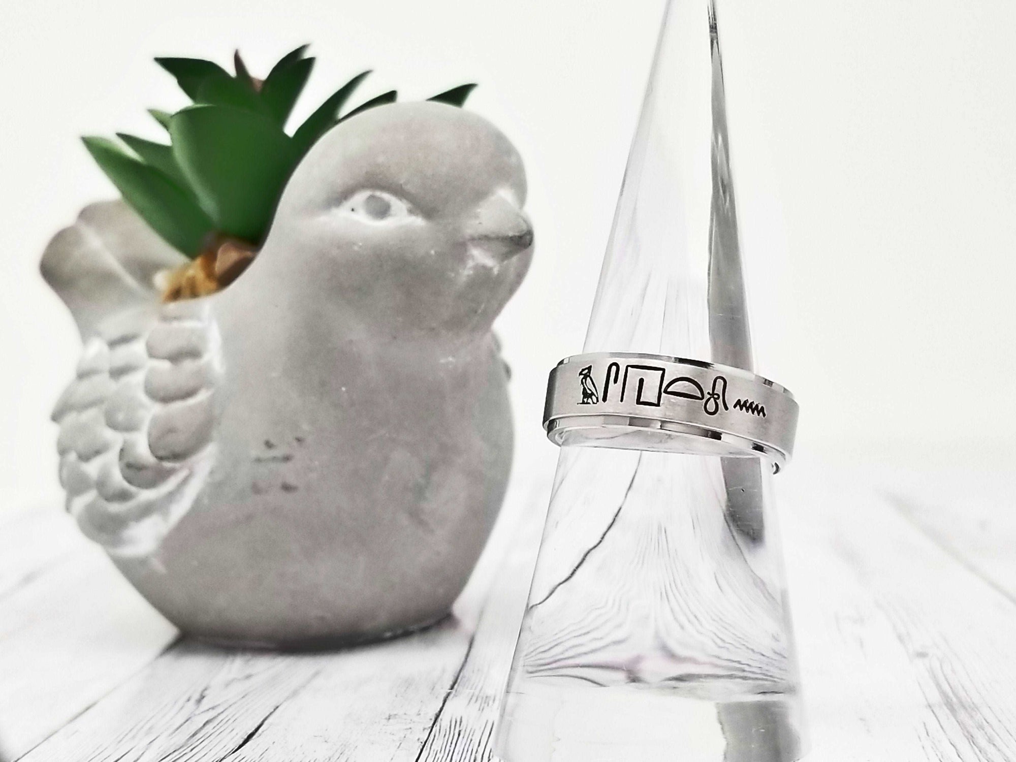 Heiroglyph Ring, Egyptian Name Ring, Egyptian Hieroglyphics Jewelry, Custom Hand Stamped Rings, Stainless Ring, Gifts for her, Gift for him