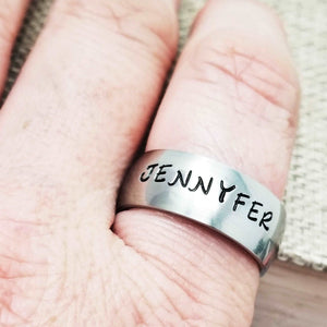 Custom Ring, Stainless Steel Name Ring, Custom Hand Stamped Rings, Stainless Ring, Gifts for her, Gift for him