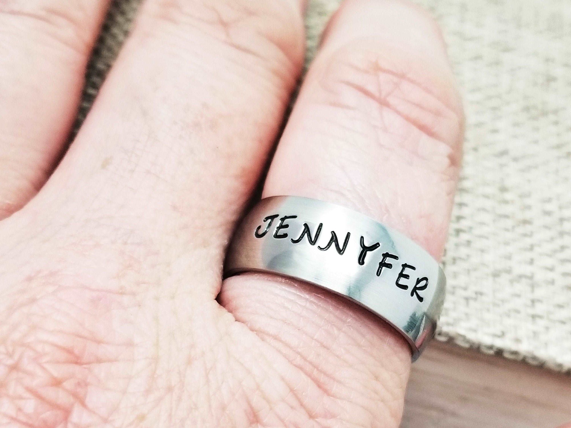 Custom Date Ring, Stainless Steel Name Ring, Custom Hand Stamped Rings, Stainless Ring, Gifts for her, Gift for him