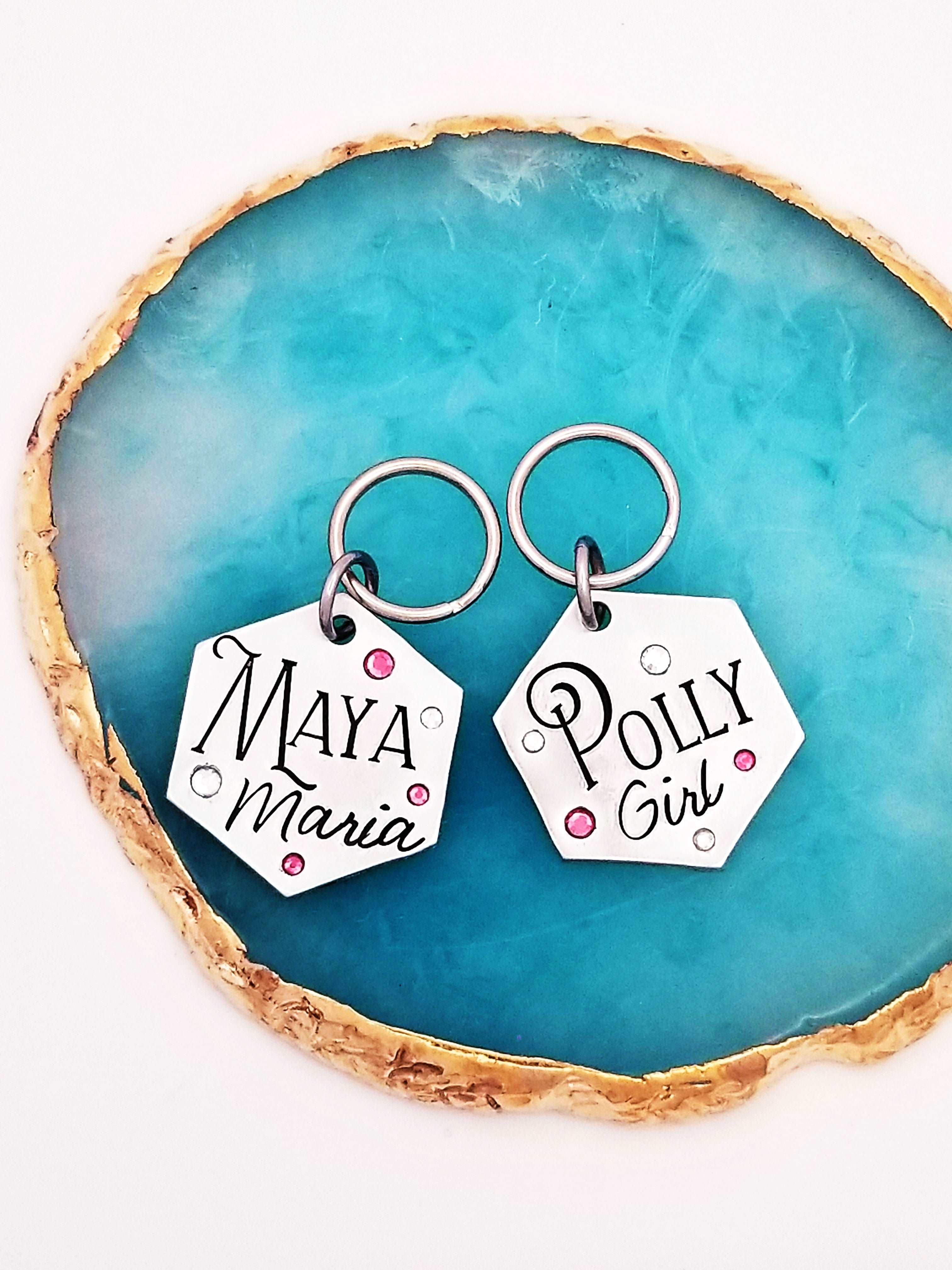 Girly Dog Tag, Pet Tag, Dog Collar Tag, Cat Collar Tag, Personalized Pet Tag, ID Tag for Pets, Collar Tags, Cute Dog Tag, Dog Name Tag