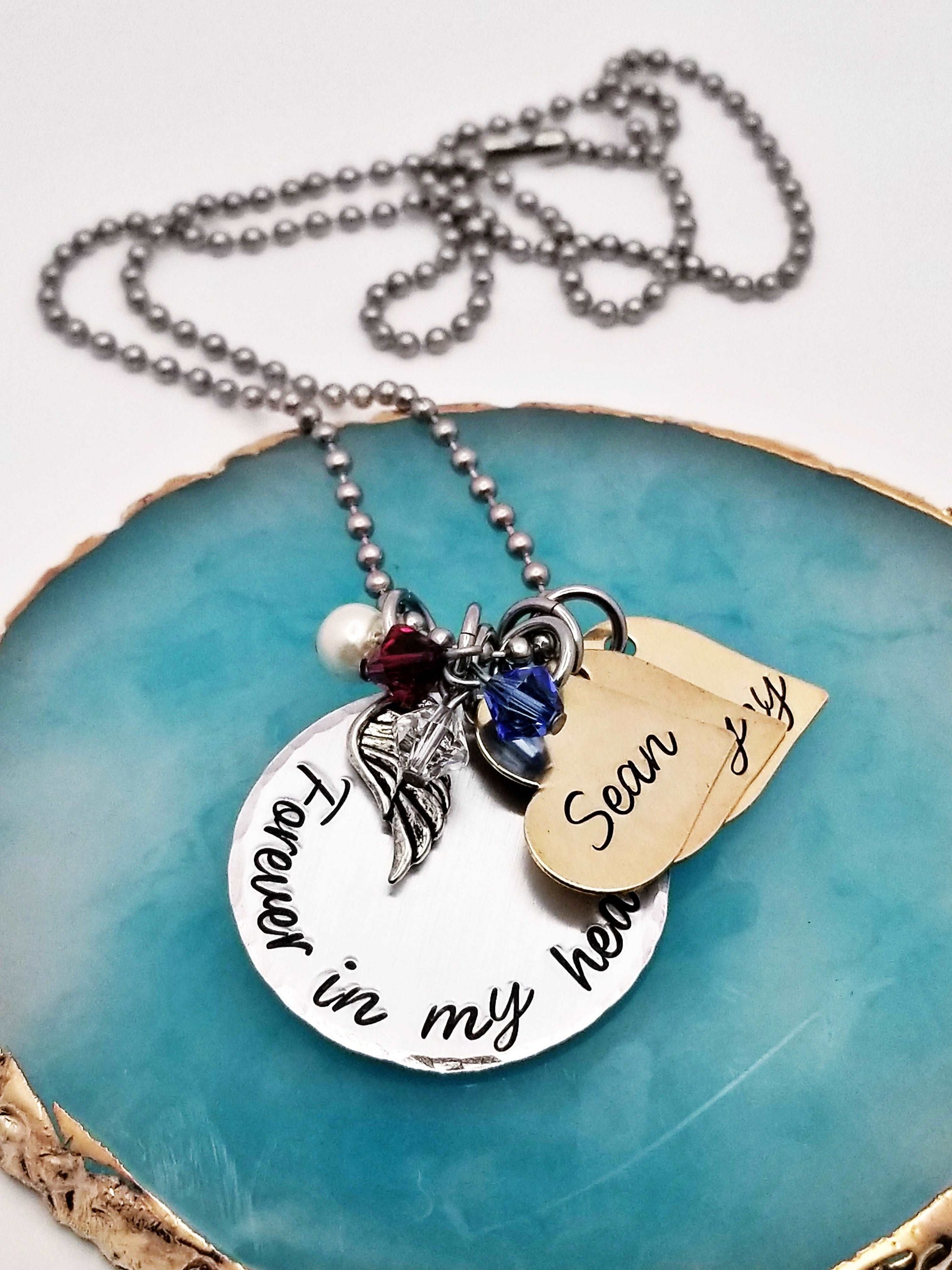 Forever in My Heart, Heart Memorial Necklace, Memory Necklace Mourning Gift, Remembrance Jewelry