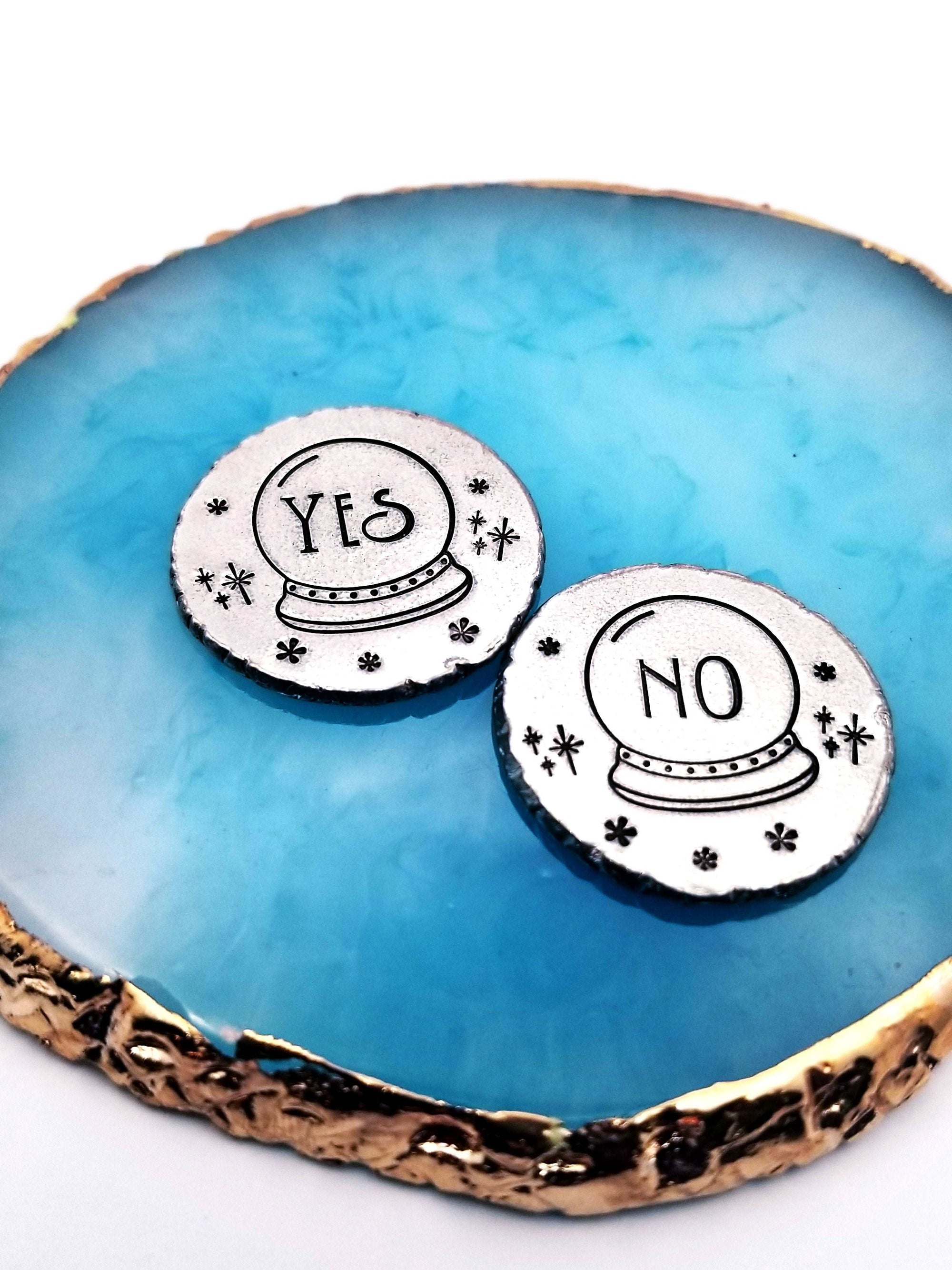 Custom Decision Coin, Flip Coin, Lucky Coin, Divination Coin, Yes No Coin, Magic 8, Pewter Decision Coin, Coin Toss Token