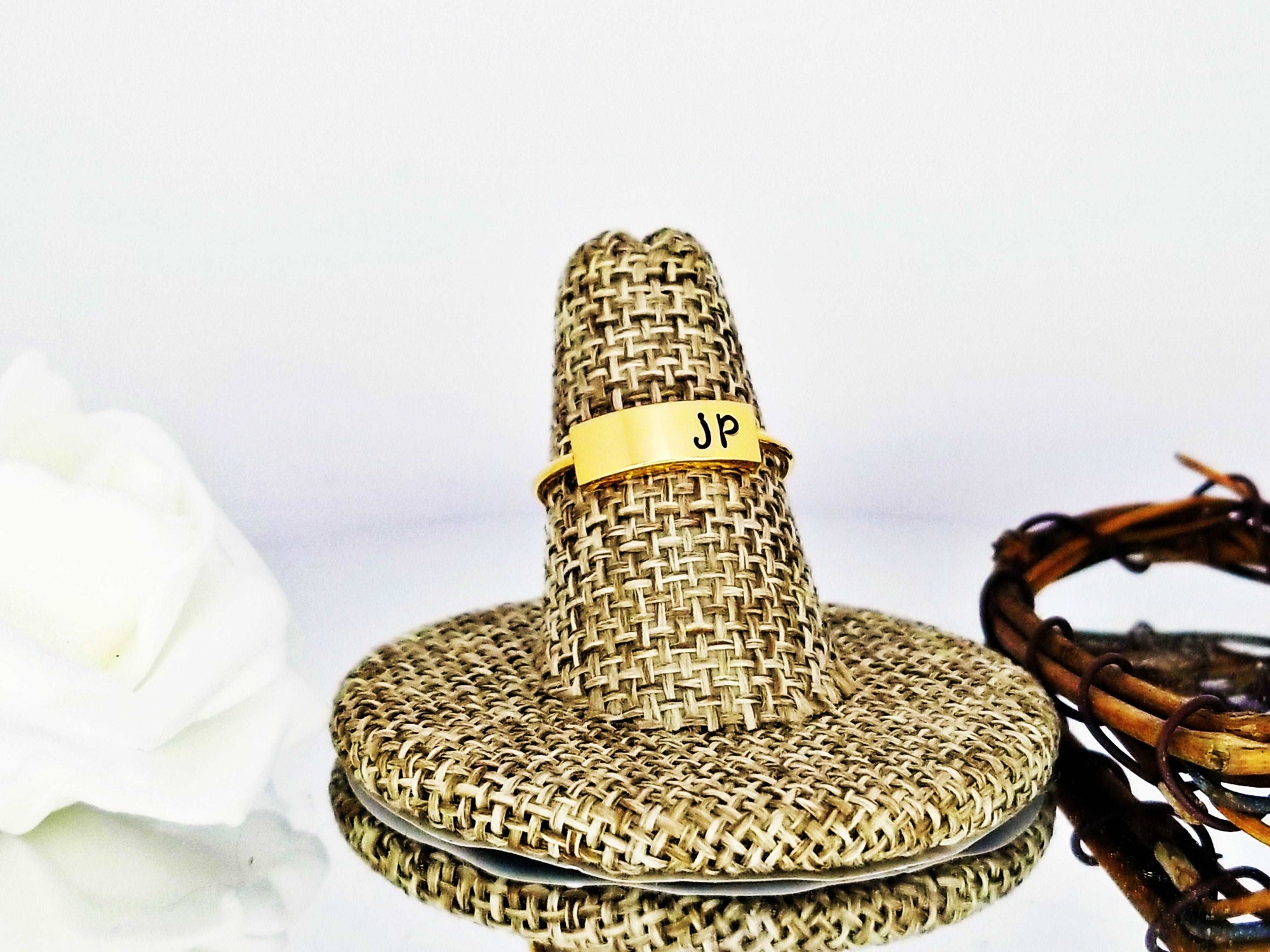 Initial Ring, Personalize Jewelry, Hand Stamped Ring, Rose Gold Personalize Ring, Dainty Ring,  Custom Ring