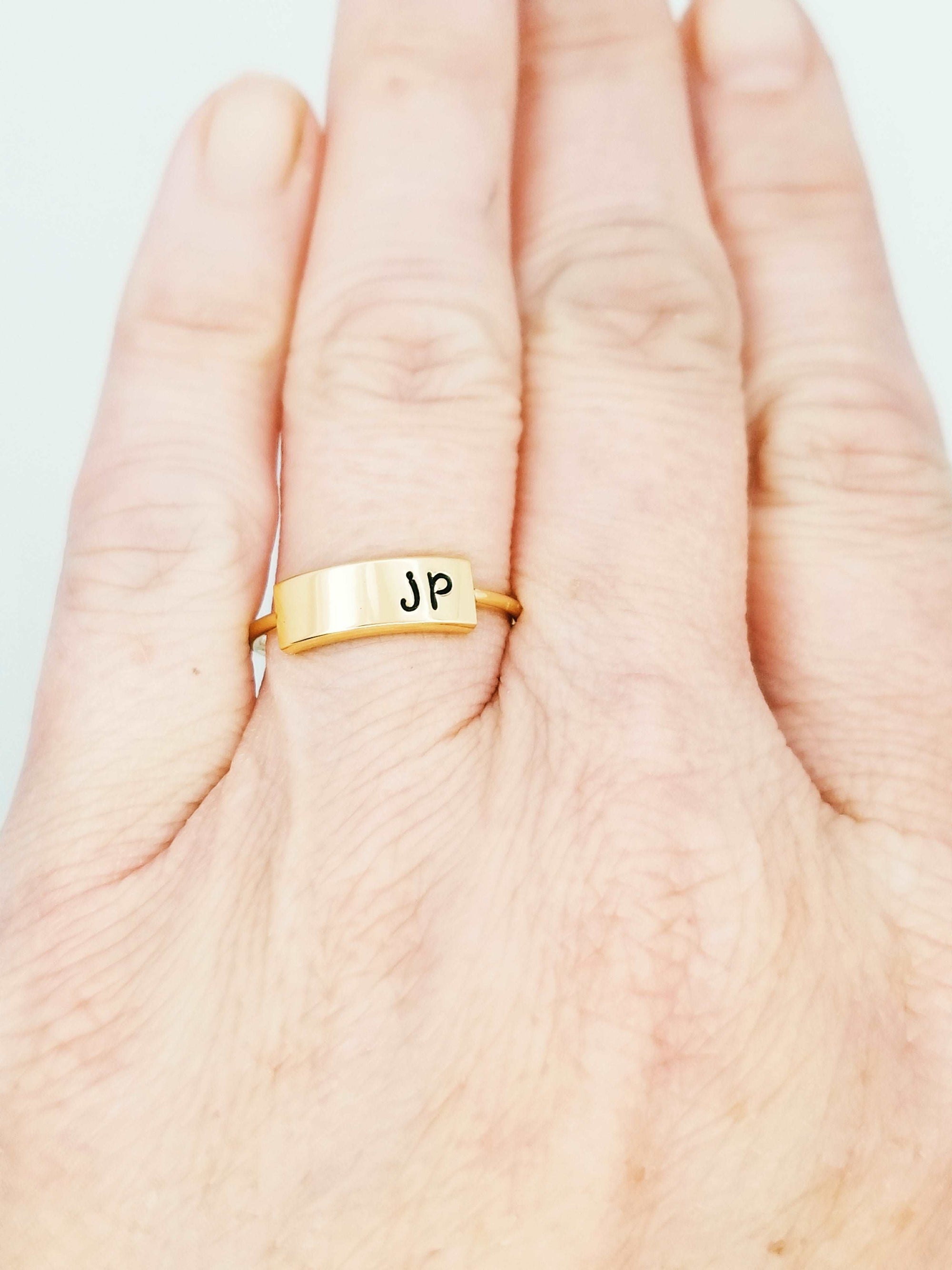 Gold Signet Ring, Personalize Jewelry, Hand Stamped Ring, Rose Gold Personalize Ring, Dainty Ring,  Custom Ring