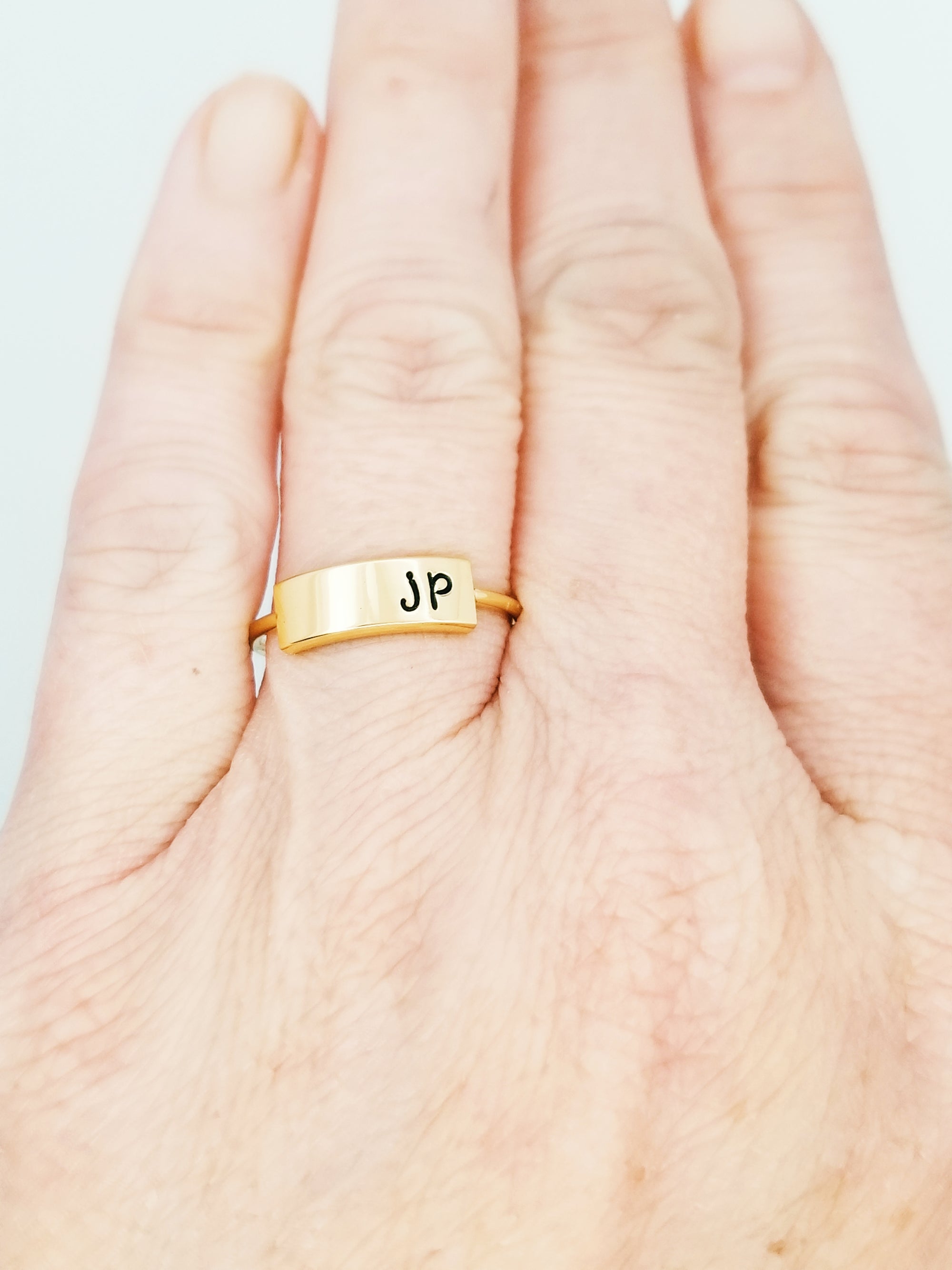Rose Gold Initial Ring, Personalize Jewelry, Hand Stamped Ring, Rose Gold Personalize Ring, Dainty Ring, Custom Ring