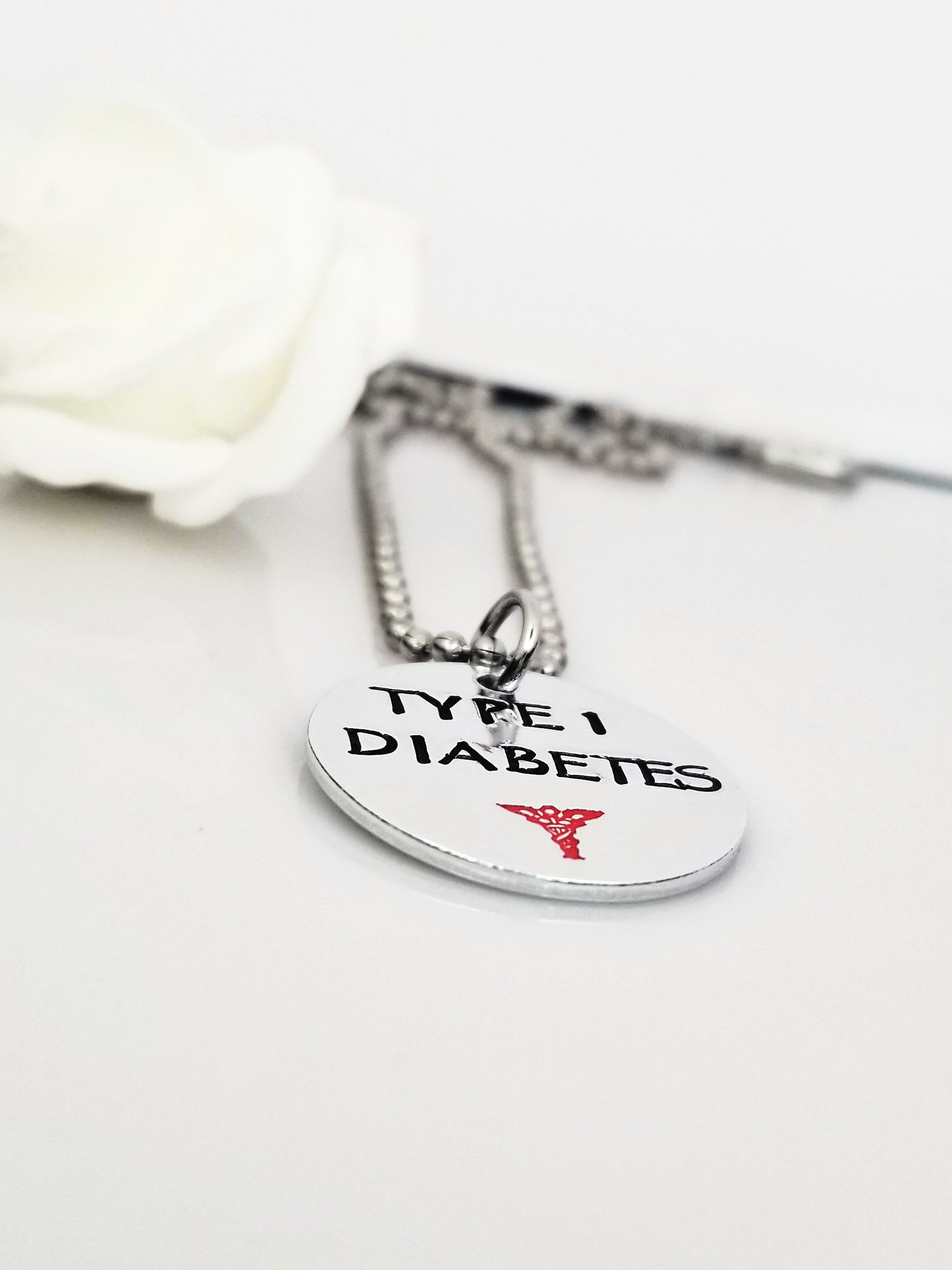 Type 1 Diabetes Alert Necklace, Medical Alert, Emergency Medical Necklace, Diabetes Jewelry
