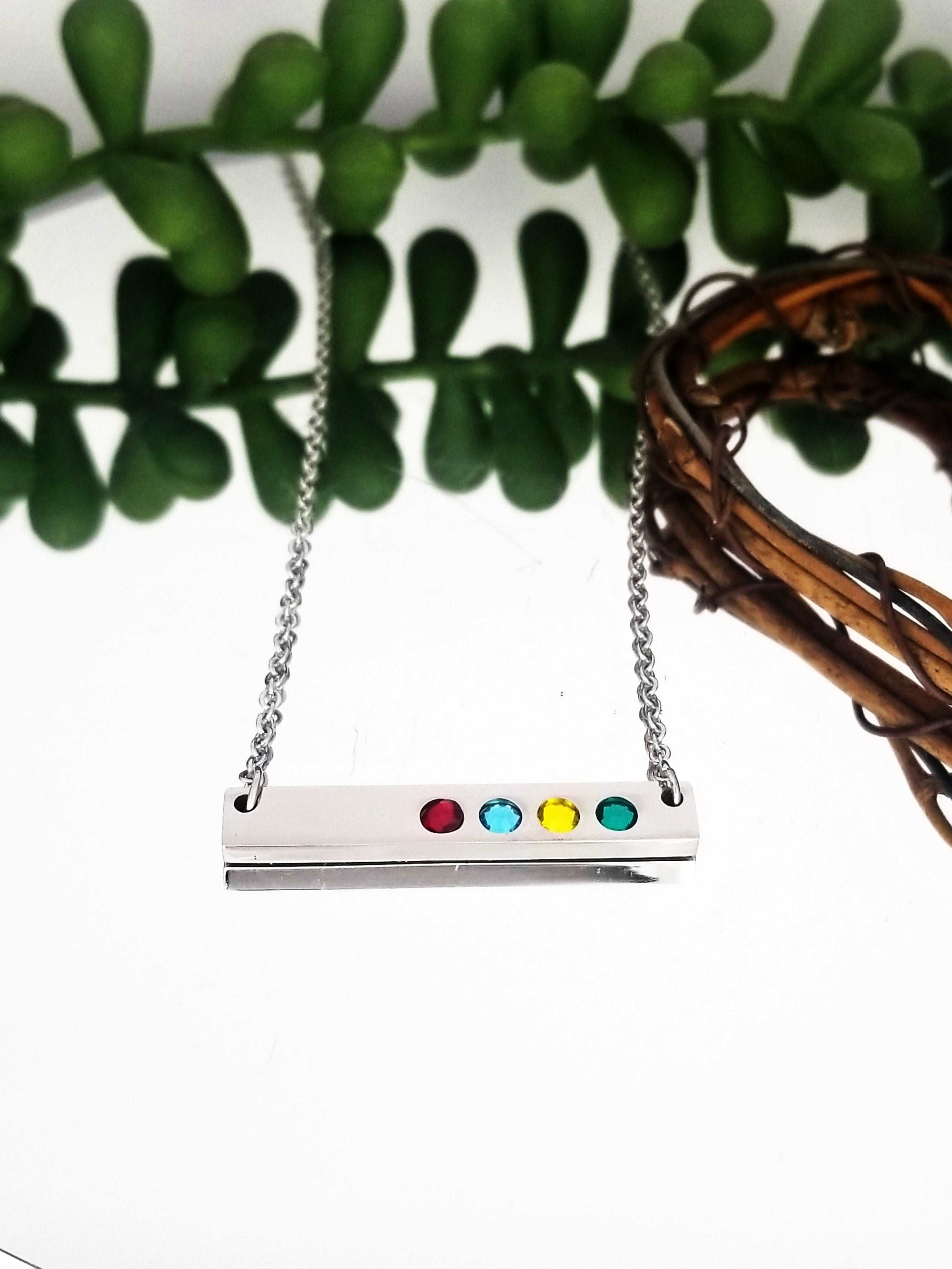 Birthstone Necklace, Bar Birthstone Necklace, Mother Jewelry, Birth Month Necklace, Mother's Day Gift, Mothers Day, Mom Gift