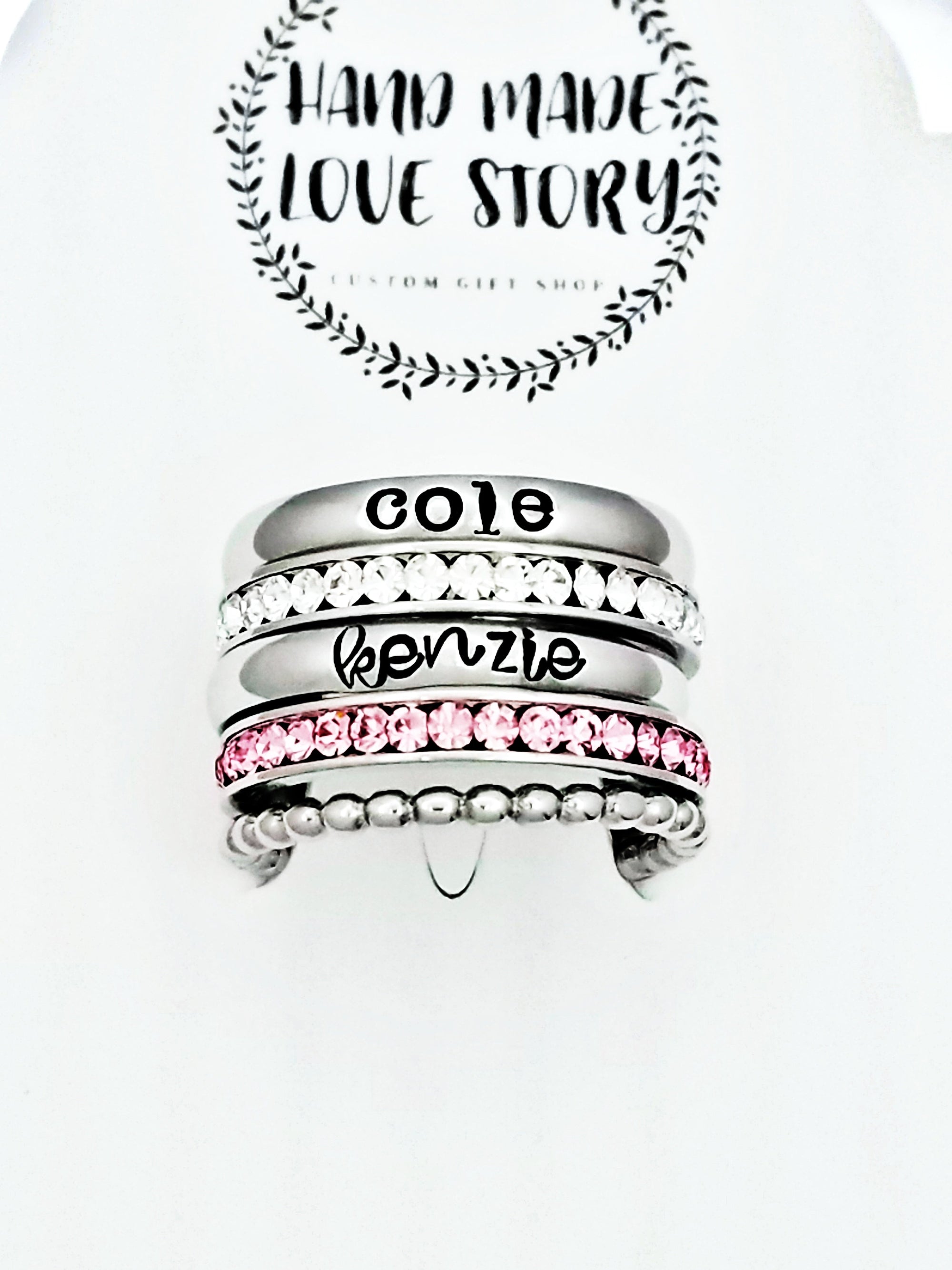 Stacking Name Rings, Custom Hand Stamped Rings, Personalized Gift, Eternity rings, Stainless Steel