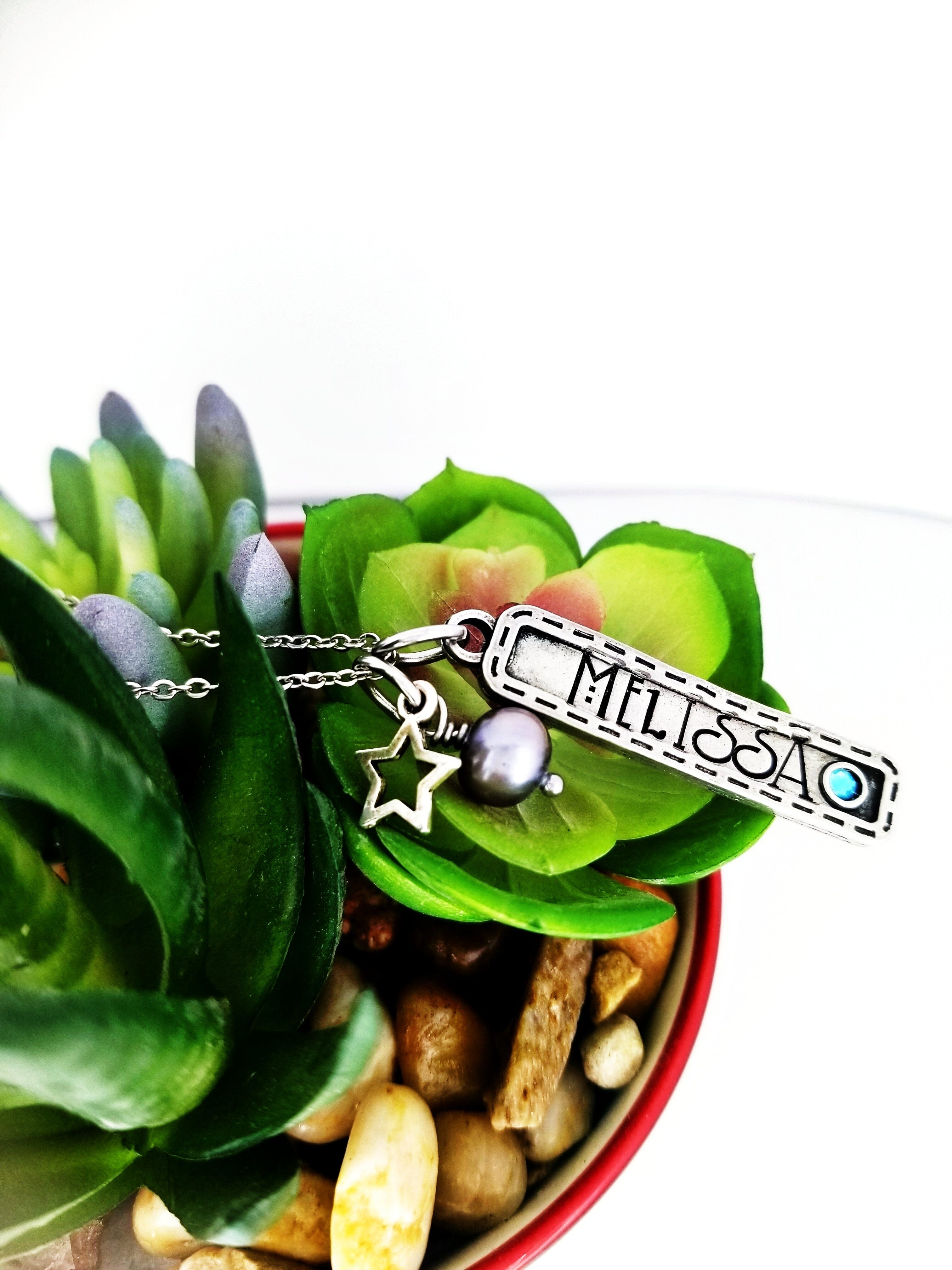 Silver Bar Necklace, Name Necklace, Monogram Necklace, Birthstone Necklace, Bar Necklace, Name Jewelry, Personalize Jewelry, Custom Necklace