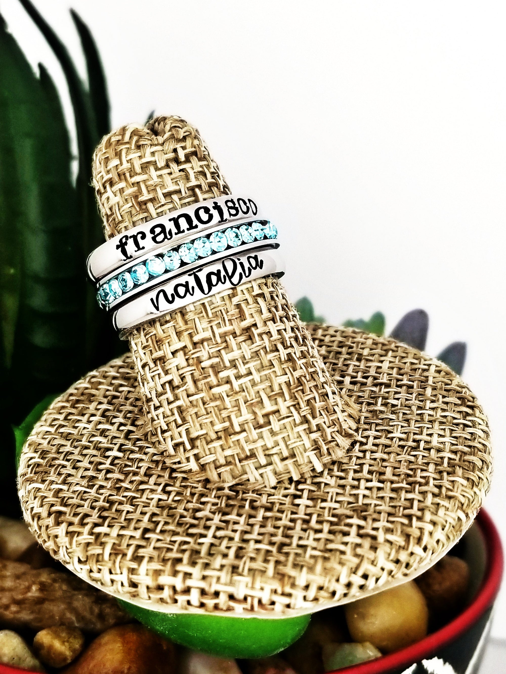 Stacking Name Rings, Custom Hand Stamped Rings, Personalized Gift, Eternity rings, Stainless Steel