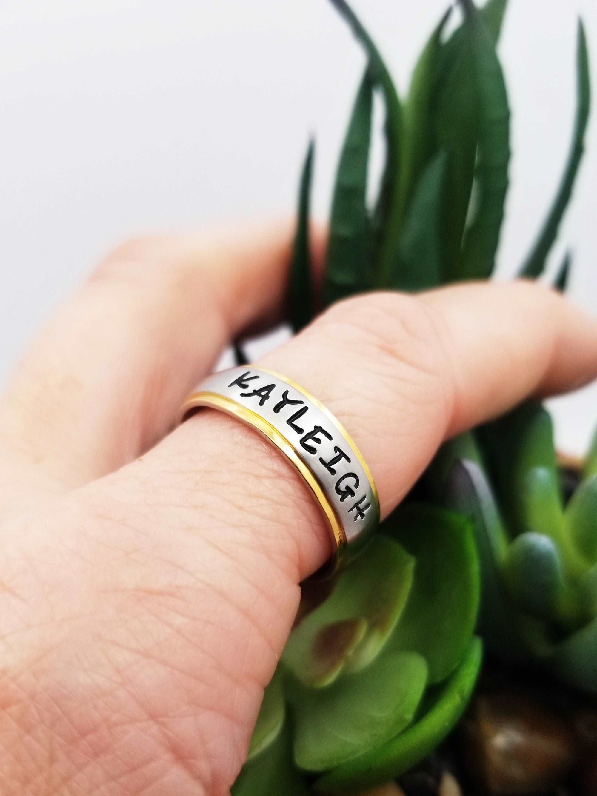 Custom Date Ring, Stainless Steel Name Ring, Custom Hand Stamped Rings, Stainless Ring, Gifts for her, Gift for him