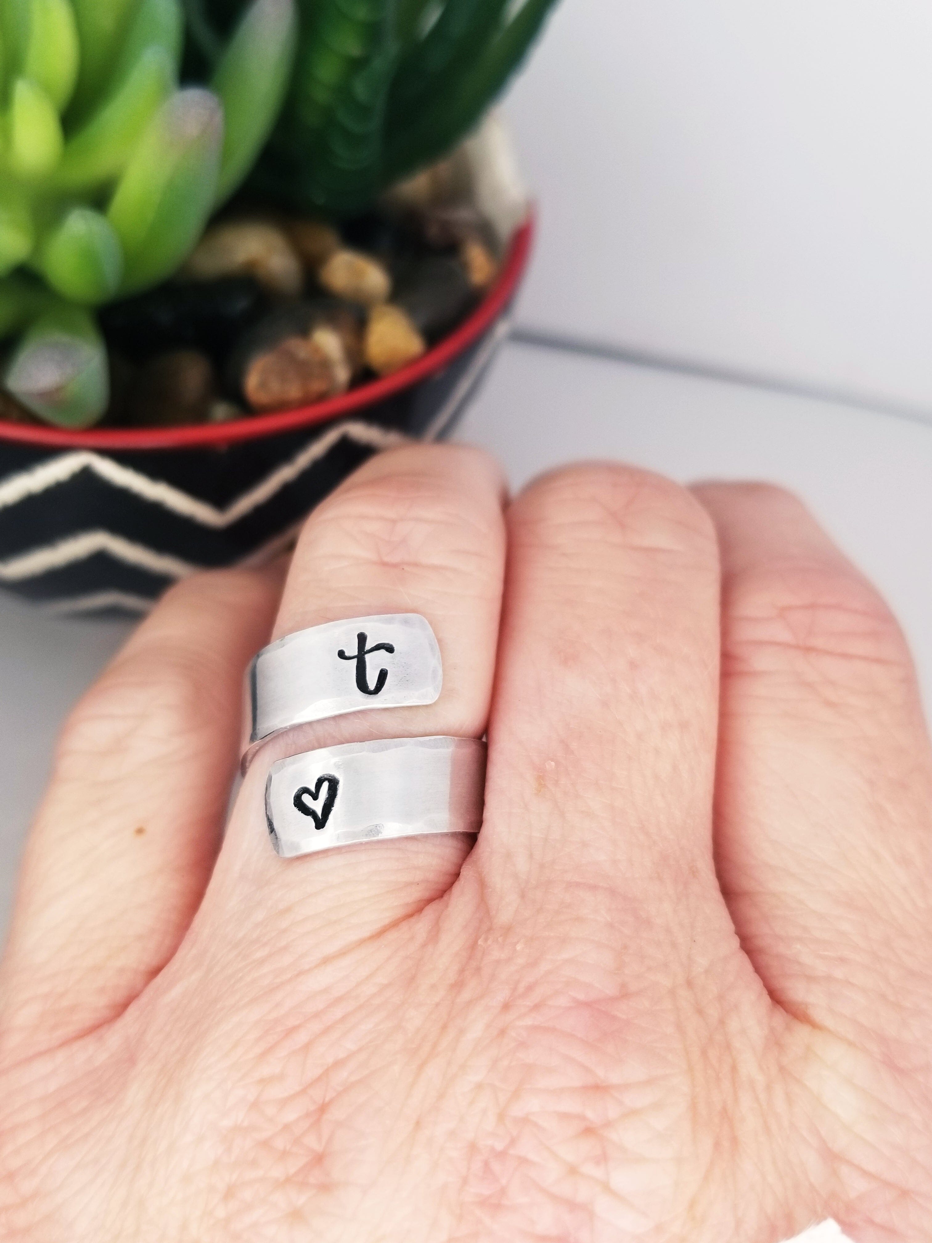 Personalized Wrap Ring, Personalize Jewelry, Hand Stamped Ring, Silver Personalize Ring, Custom rings, Valentine's gift, Girlfriend gift