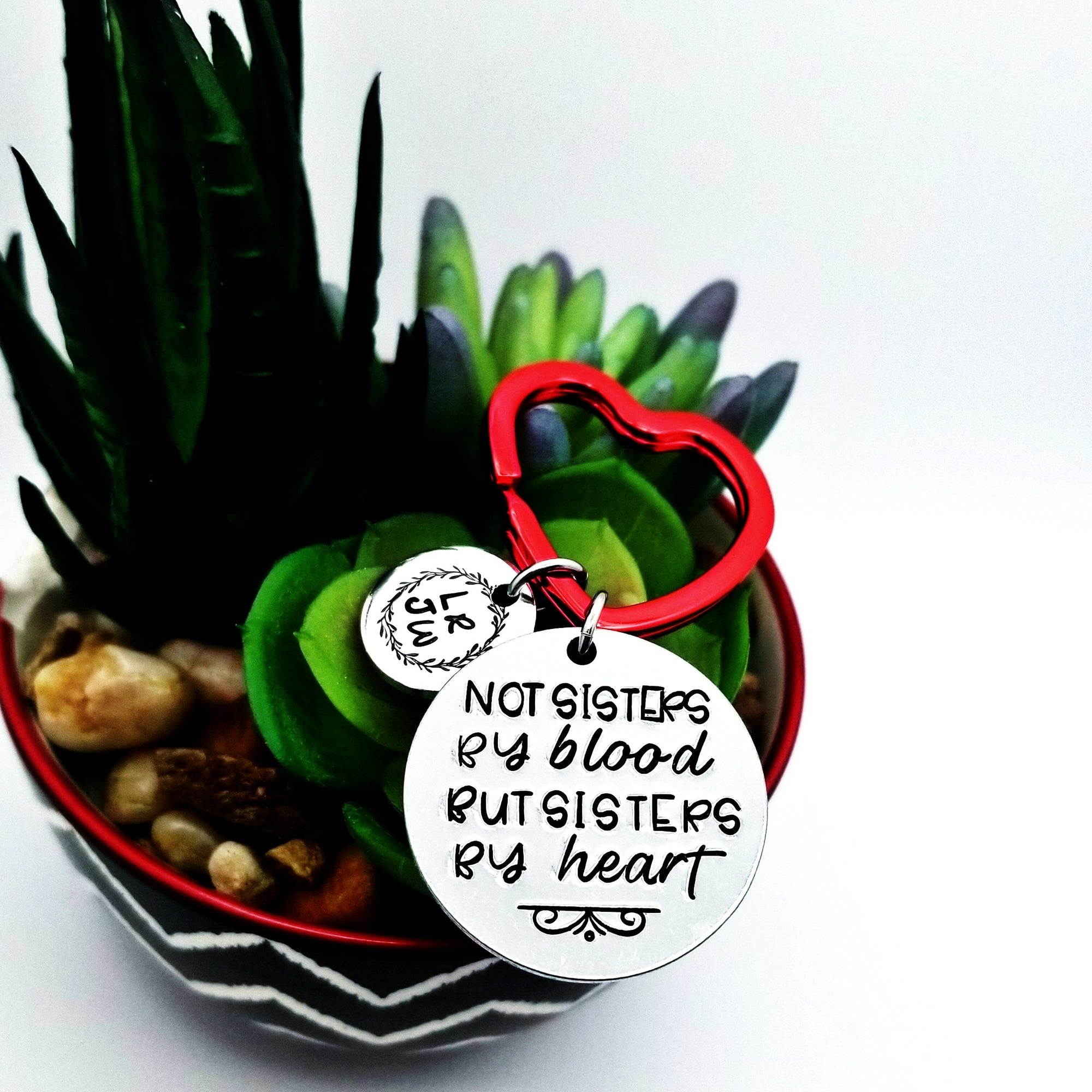 Not Sisters by Blood, Sisters by Heart, Best Friend Keychain, Best Friend Gift, BFF Gift