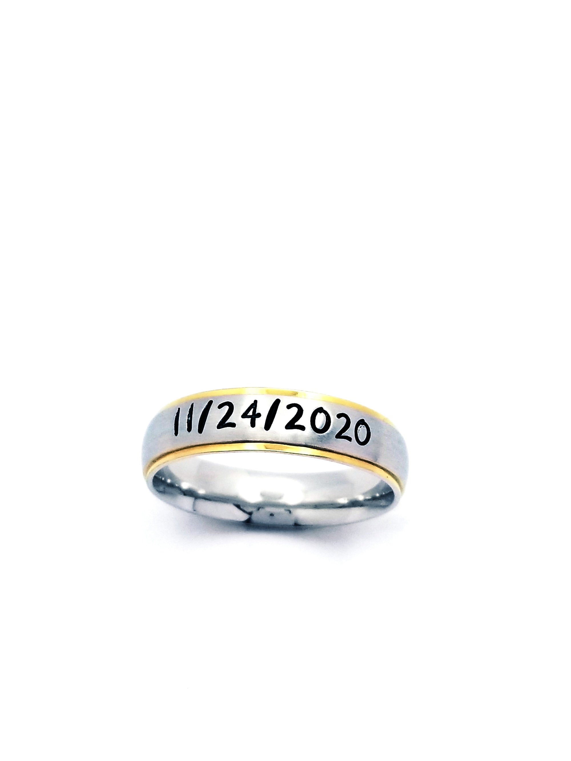 Custom Date Ring, Stainless Steel Name Ring, Custom Hand Stamped Rings, Stainless Ring, Gifts for her, Gift for him