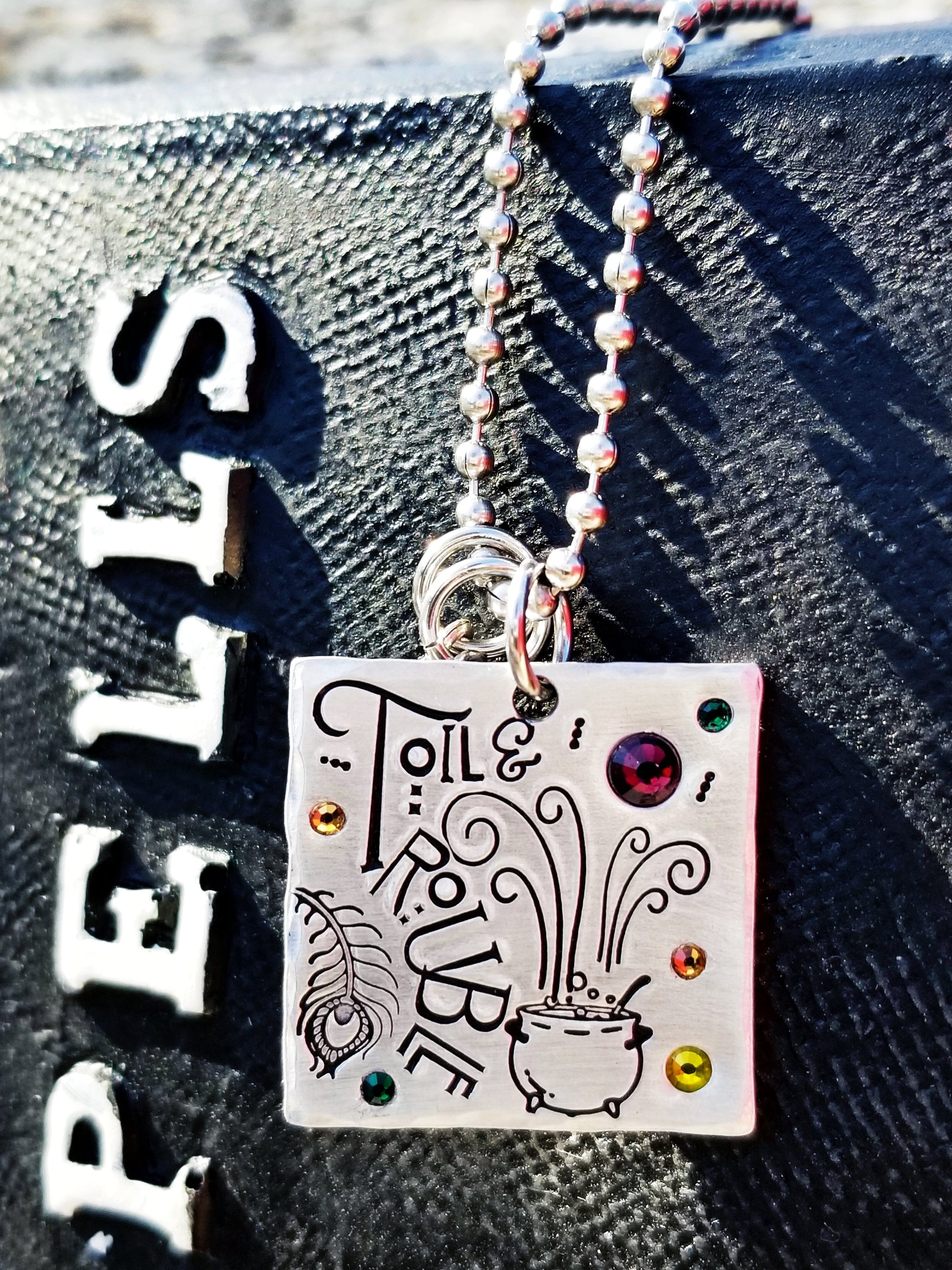 Toil & Trouble Necklace, Hocus Pocus, Hocus Pocus 2 Gift, Halloween Necklace, Spooky Necklace