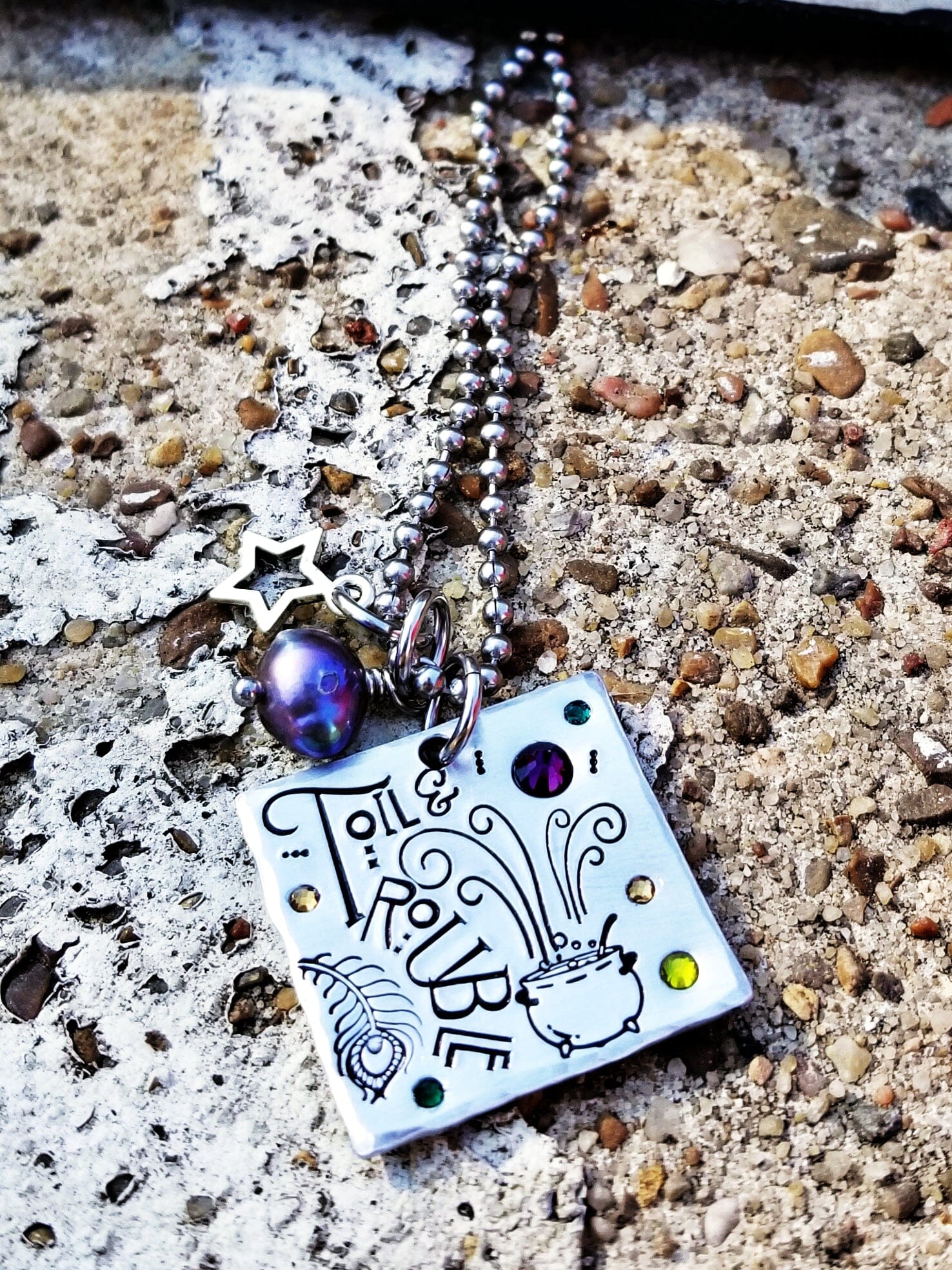 Toil & Trouble Necklace, Hocus Pocus, Hocus Pocus 2 Gift, Halloween Necklace, Spooky Necklace