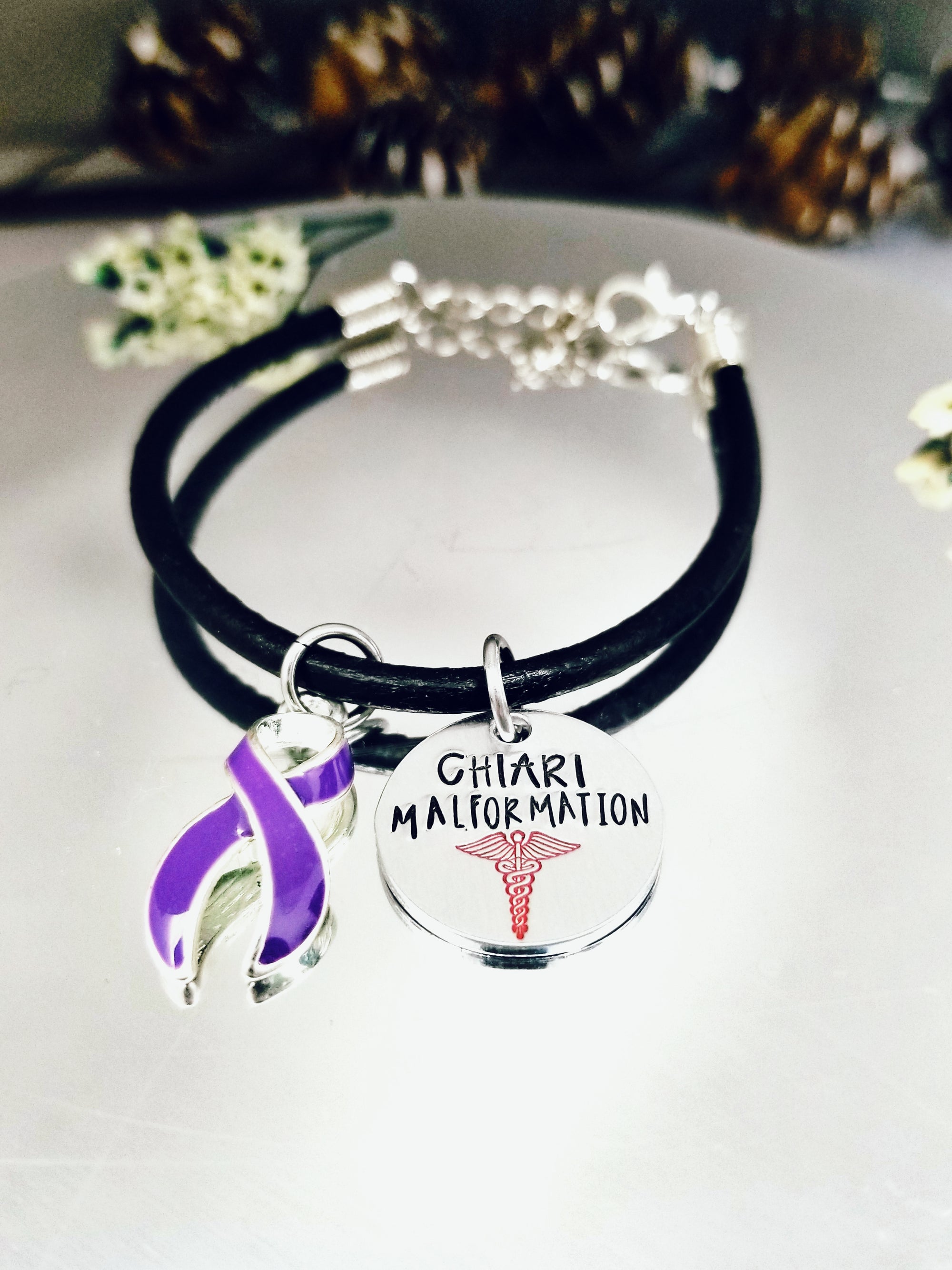Purple Ribbon Bracelet, Epilepsy,Chiari Malformation,Hodgkins Disease,Alzheimer's, Domestic Violence
