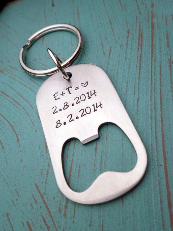 Couples Bottle Opener Keychain, Anniversary Day Gift, Gift for Husband, Boyfriend Gift, Gift for Fiance, Custom man Gift, Valentines, Bottle Openers, HandmadeLoveStories, HandmadeLoveStories , [Handmade_Love_Stories], [Hand_Stamped_Jewelry], [Etsy_Stamped_Jewelry], [Etsy_Jewelry]