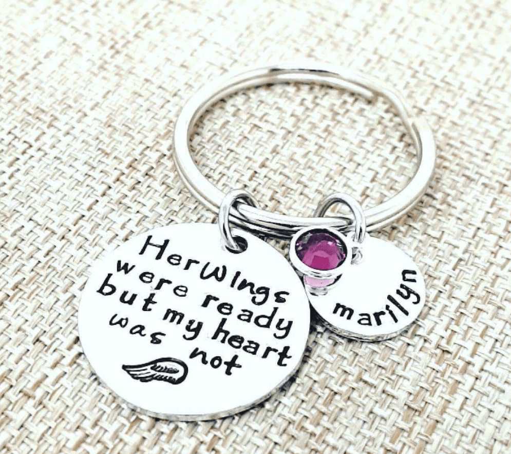 Her Wings Were Ready, Memorial Keychain, Until We Meet Again, Mom Memorial, Daughter Memorial