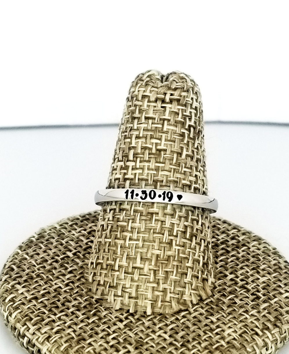 Tiny Roman Numeral Rings, Custom Hand Stamped Rings, Personalized Gift, Eternity rings, Stainless Steel