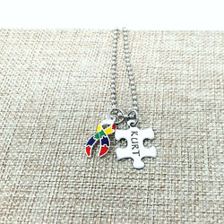 Autism Awareness, Stainless Steel, Puzzle Piece Necklace ,Puzzle Jewelry, Necklaces, HandmadeLoveStories, HandmadeLoveStories , [Handmade_Love_Stories], [Hand_Stamped_Jewelry], [Etsy_Stamped_Jewelry], [Etsy_Jewelry]