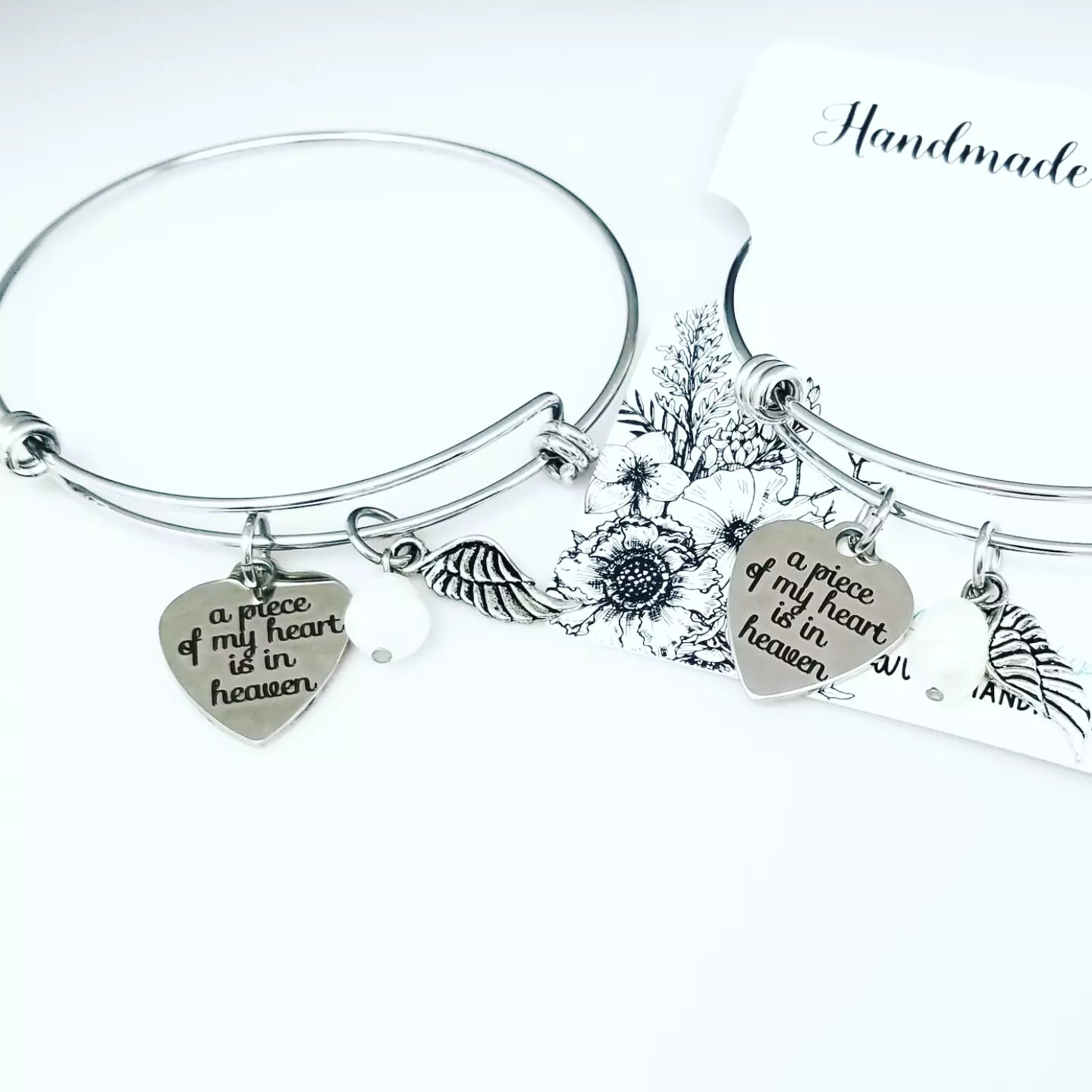 A Piece of my Heart is in Heaven, Bangle bracelet, Pregnancy and Infant Loss, Memorial Jewelry