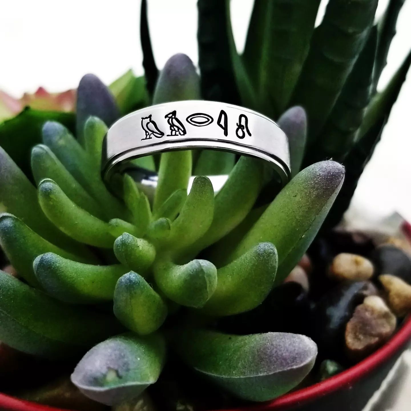 Heiroglyph Ring, Egyptian Name Ring, Egyptian Hieroglyphics Jewelry, Custom Hand Stamped Rings, Stainless Ring, Gifts for her, Gift for him