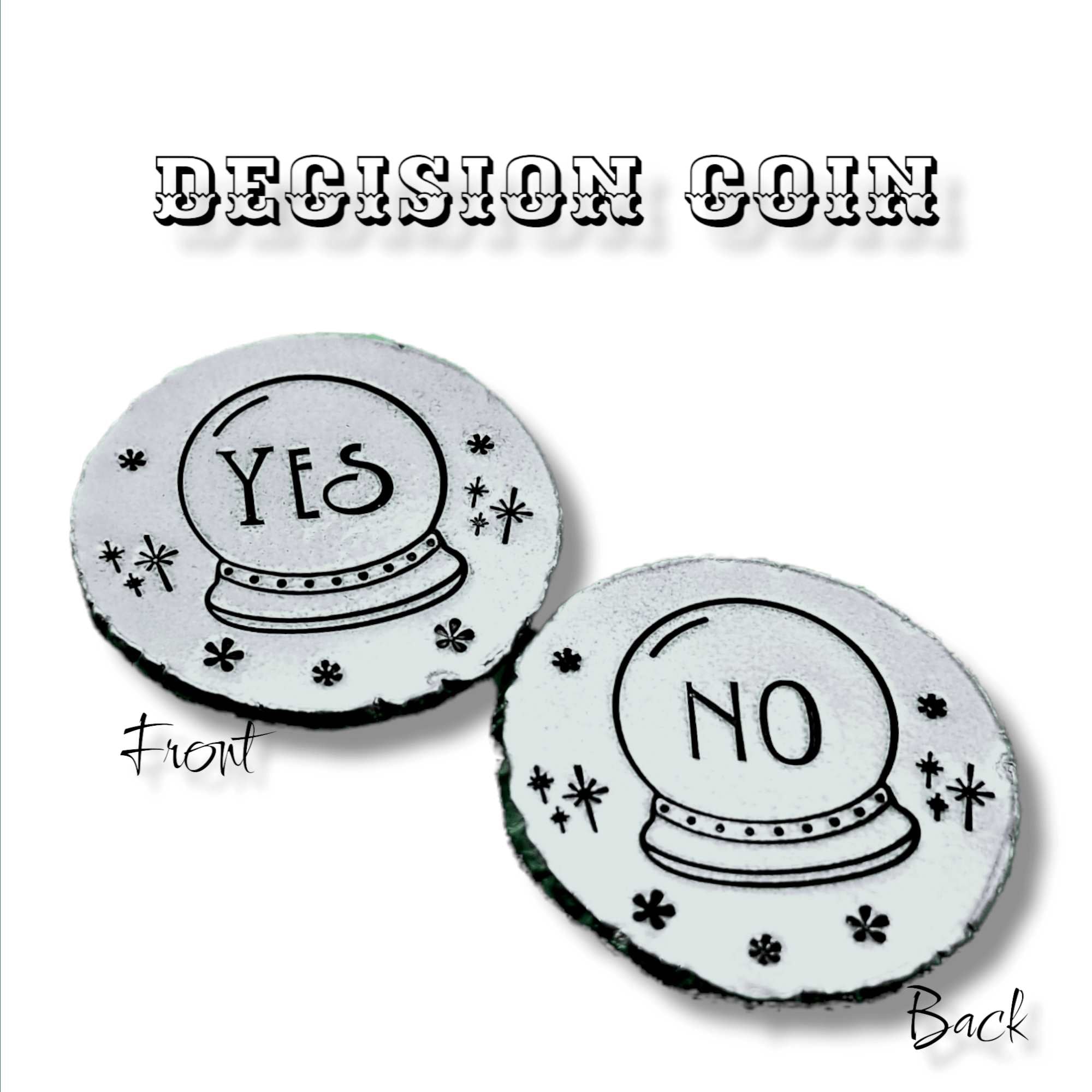 Custom Decision Coin, Flip Coin, Lucky Coin, Divination Coin, Yes No Coin, Magic 8, Pewter Decision Coin, Coin Toss Token
