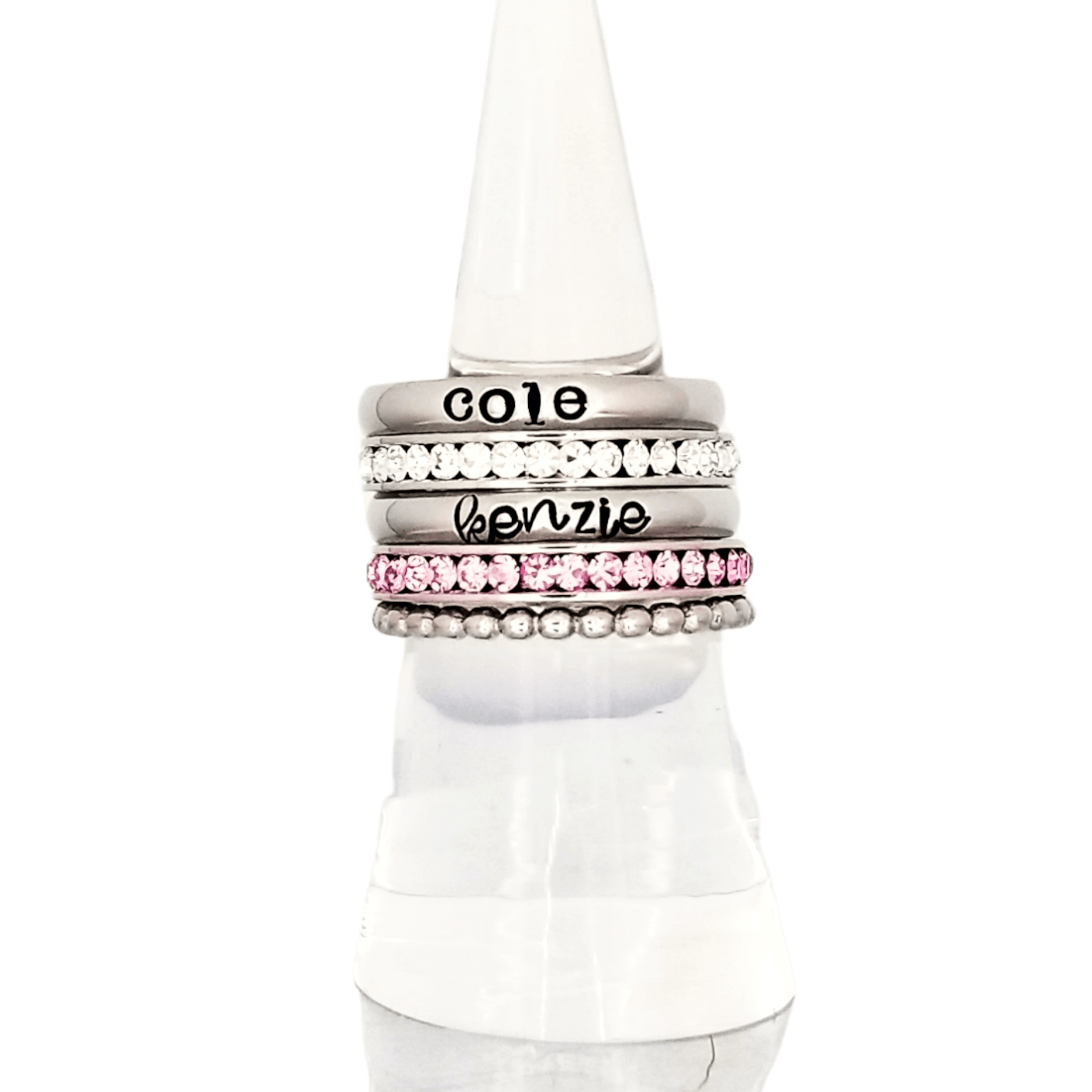 Stacking Name Rings, Custom Hand Stamped Rings, Personalized Gift, Eternity rings, Stainless Steel