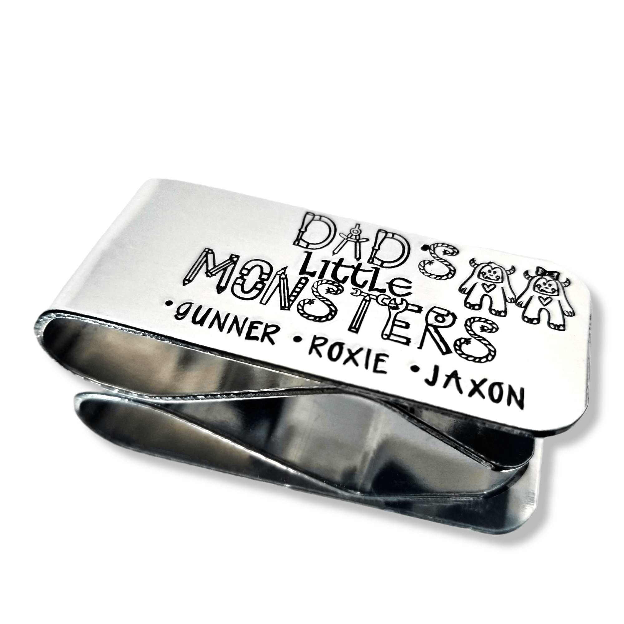 Custom Dad Gift, Father's Money Clip, Custom Money Clip, Funny Dad Gift ,Gift for Dad, Fathers Day Gift,  Dad Money Clip, Monster Kids,