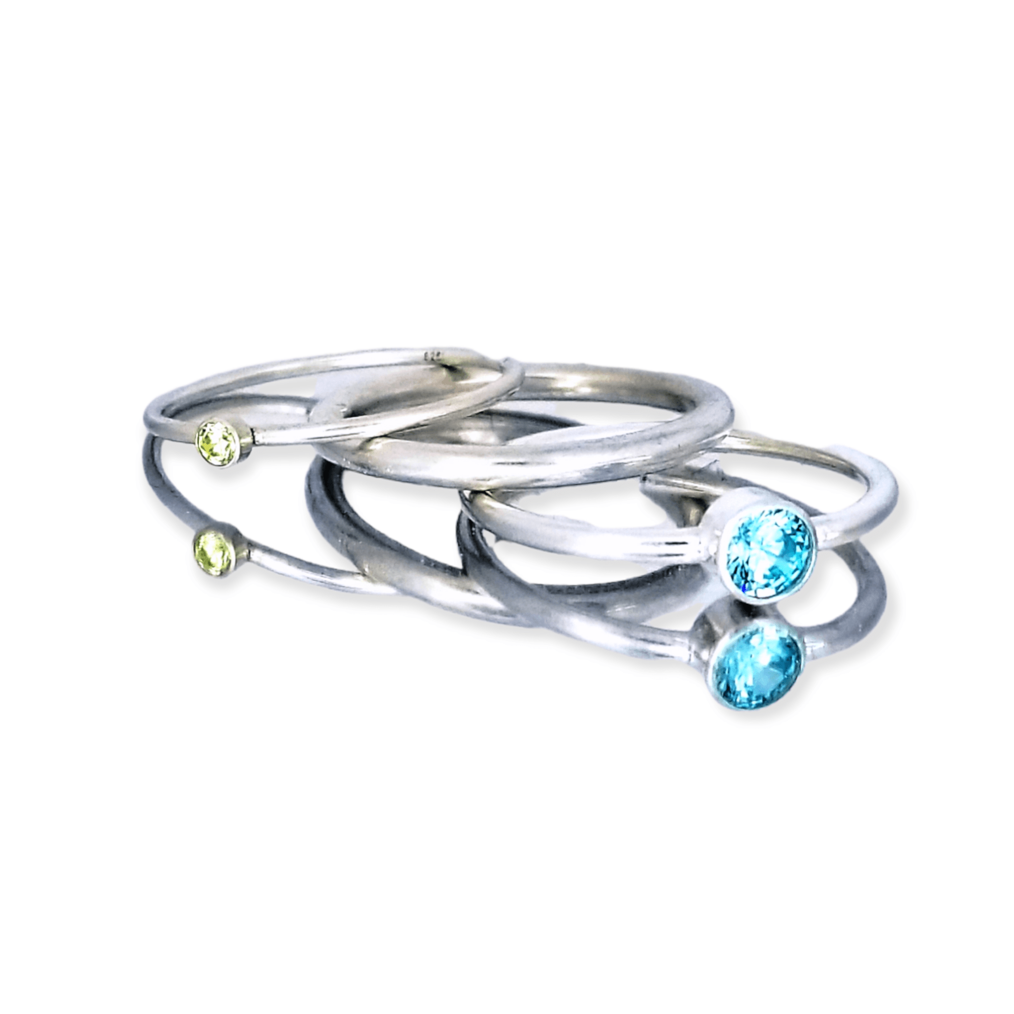 Sterling Silver Stacking Rings, 3 Ring Set, Sterling Silver Ring with Birthstone, Stacking Silver Ring Set, CZ Sterling Silver Set, Custom