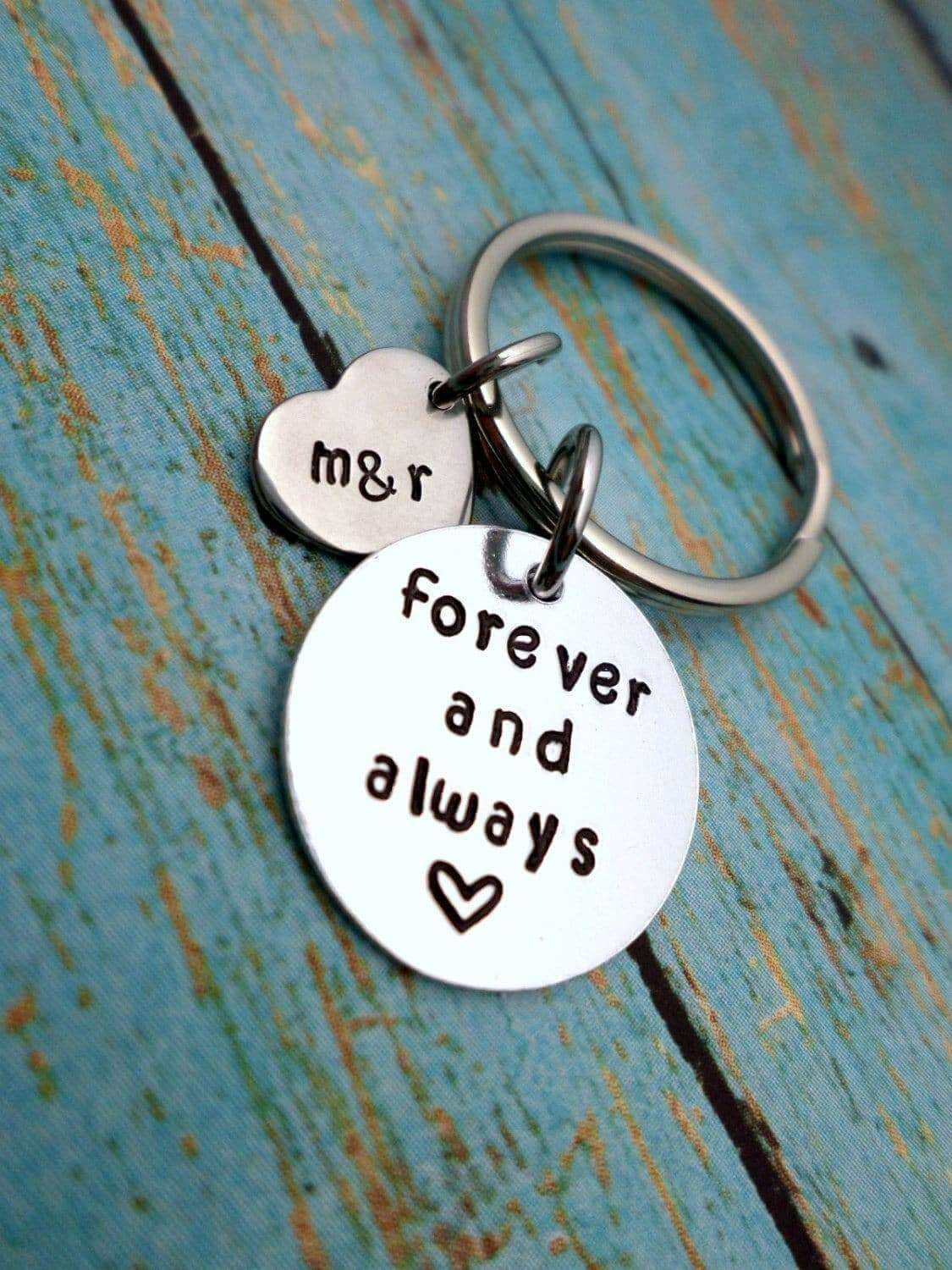 Forever and Always, Husband Gift, Boyfriend Gift, Anniversary Gift, Wedding Gift, Keychain Gift,, Keychains, HandmadeLoveStories, HandmadeLoveStories , [Handmade_Love_Stories], [Hand_Stamped_Jewelry], [Etsy_Stamped_Jewelry], [Etsy_Jewelry]