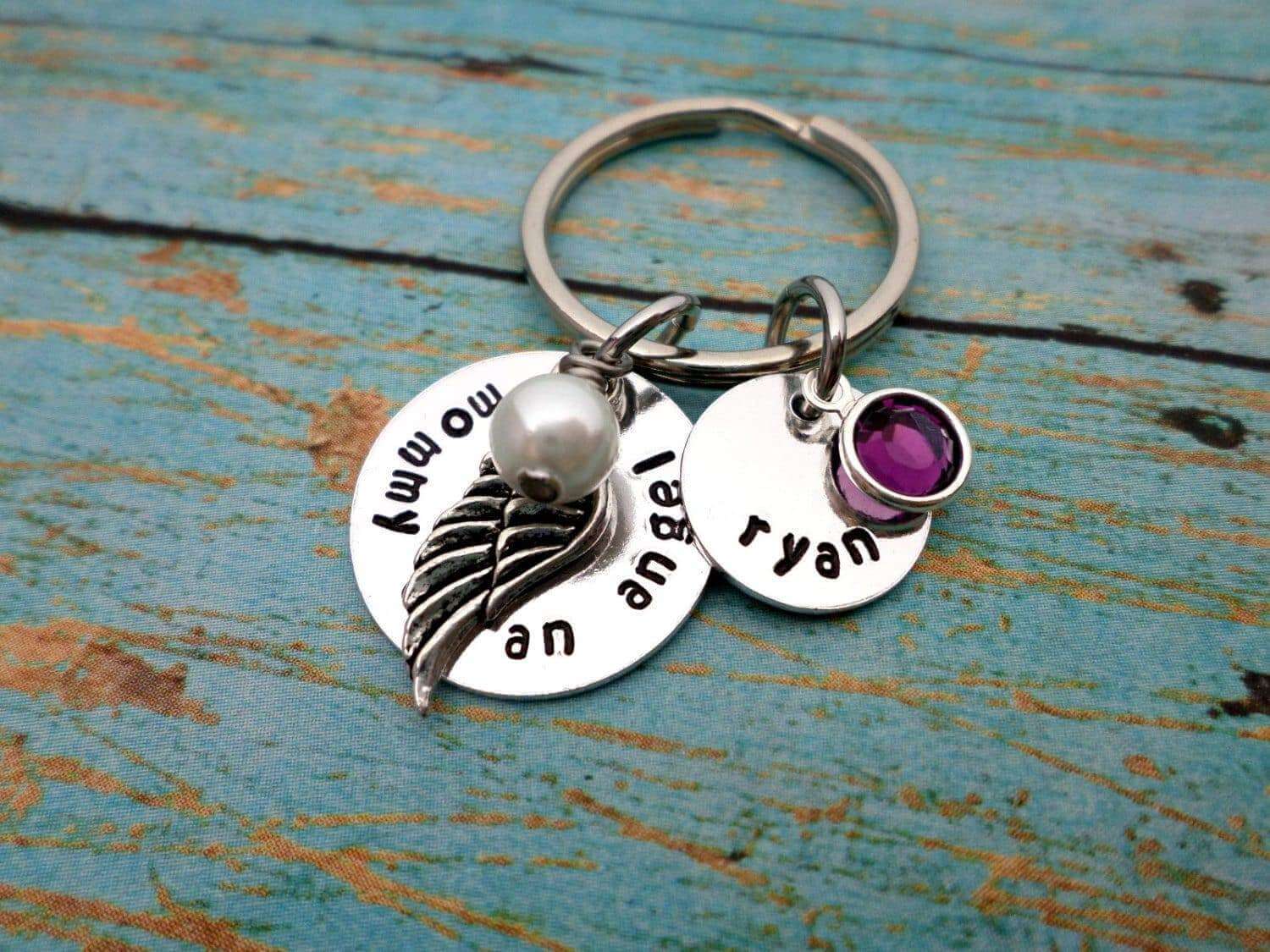 Mommy Of An Angel, Memorial Keychain, Infant Loss, Child Loss, Miscarriage, Still Birth, Lost Loves, Keychains, HandmadeLoveStories, HandmadeLoveStories , [Handmade_Love_Stories], [Hand_Stamped_Jewelry], [Etsy_Stamped_Jewelry], [Etsy_Jewelry]