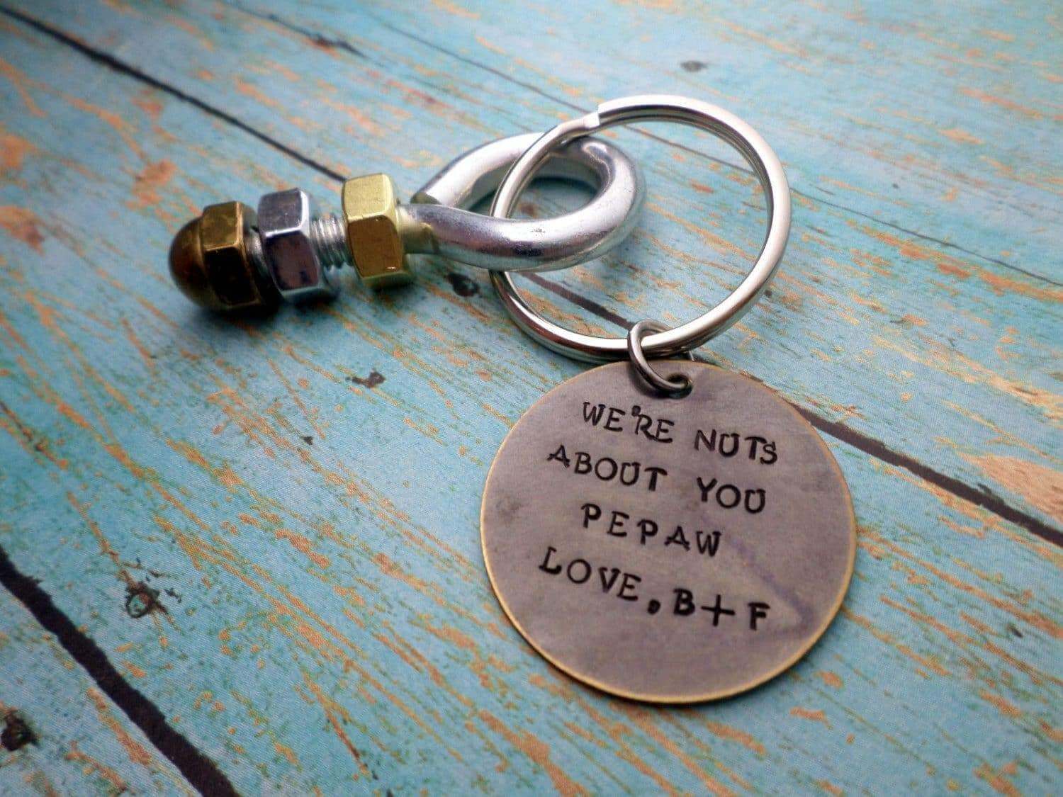 Grandfather Gift, Father's Day Gift, I'm Nuts About You, Dad Gift, Keychain Gift, Nuts and Bolts, Keychains, HandmadeLoveStories, HandmadeLoveStories , [Handmade_Love_Stories], [Hand_Stamped_Jewelry], [Etsy_Stamped_Jewelry], [Etsy_Jewelry]