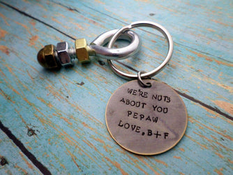 Grandfather Gift, Father's Day Gift, I'm Nuts About You, Dad Gift, Keychain Gift, Nuts and Bolts, Keychains, HandmadeLoveStories, HandmadeLoveStories , [Handmade_Love_Stories], [Hand_Stamped_Jewelry], [Etsy_Stamped_Jewelry], [Etsy_Jewelry]