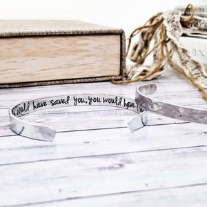 Memorial Bracelet, Memorial Jewelry, Secret Message Bracelet, Hammered Silver Bracelet, Custom Cuff Bracelet, Inspirational Bracelet Cuff