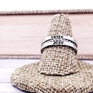 Tiny Stacking Name Rings, Custom Hand Stamped Rings, Personalized Gift, Eternity rings