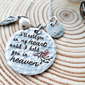 Memorial Necklace, Remembrance Jewelry, Grieving Gift, Hold You In My Heart, Infant Loss, Child Loss, Miscarriage, Still Birth, Lost