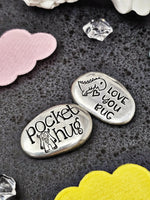 Pocket Hug, Custom Stone, Pocket Pebbles, Back To School Love Token, Hand Stamped Worry Stone, Pewter Pocket Pebble, Strength Stone, Affirmations Token