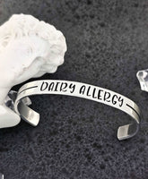 Dairy Allergy Bracelet, Medical Cuff Bracelet, Medical Alert ID, Medical Alert Kids Bracelet, Allergic