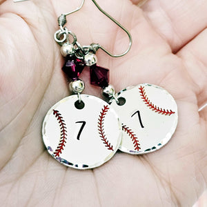 Custom Baseball Number Earrings, Baseball Earrings, Baseball Mom Jewelry, Baseball player, Team Mom Earrings, Sports Mom, T-ball Mom