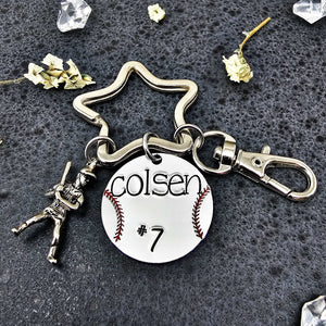 Baseball Number Keychain, Baseball Keychain, Baseball Player Keychain, Baseball player, Baseball Backpack Tag, Sports Tag, Jersey Number