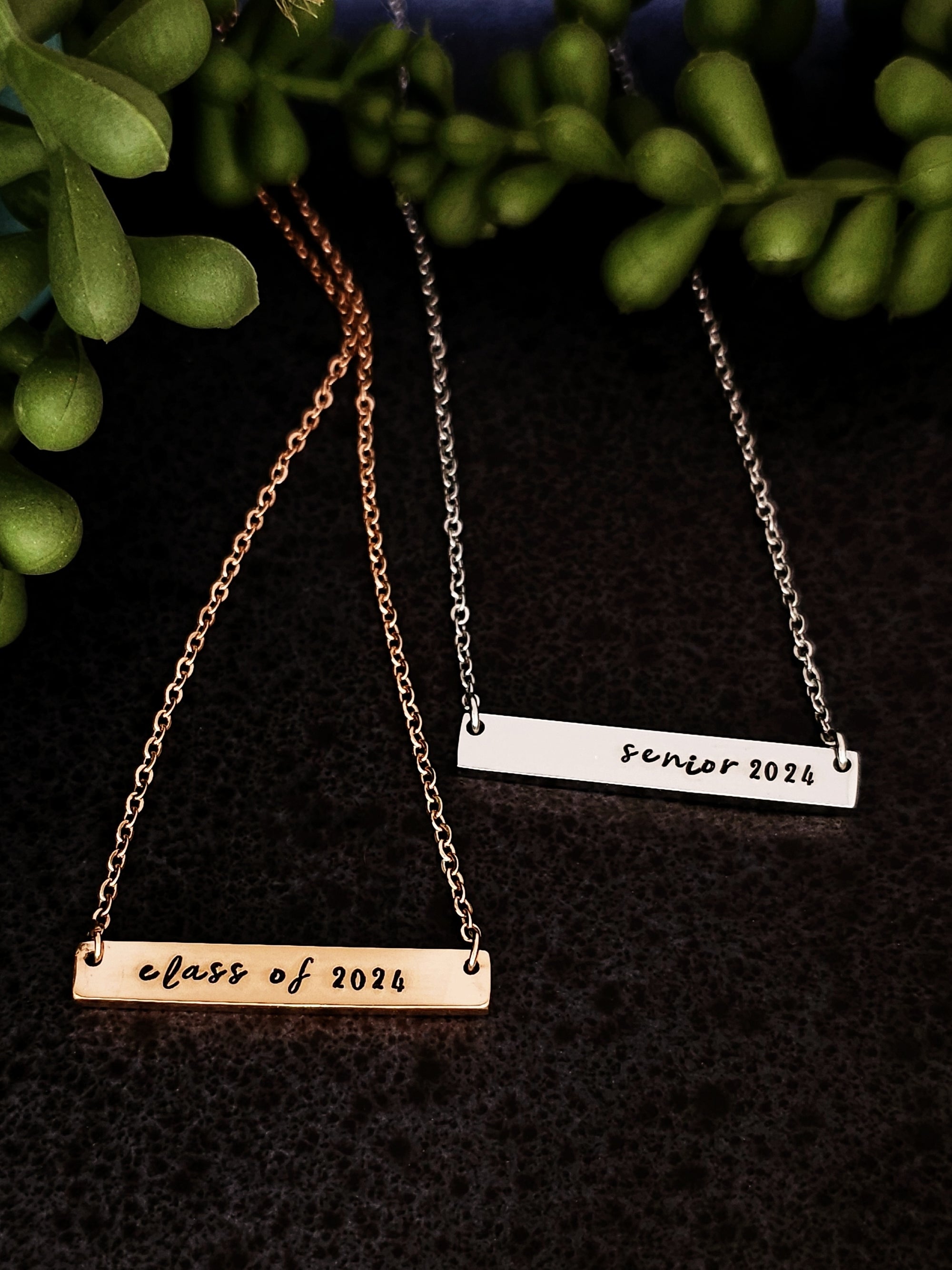 Class of 2024, Grad Gift, Graduation Gift, Senior Jewelry, Name bar Necklace, Personalized Necklace, Silver Bar Necklace, Rose Gold Necklace