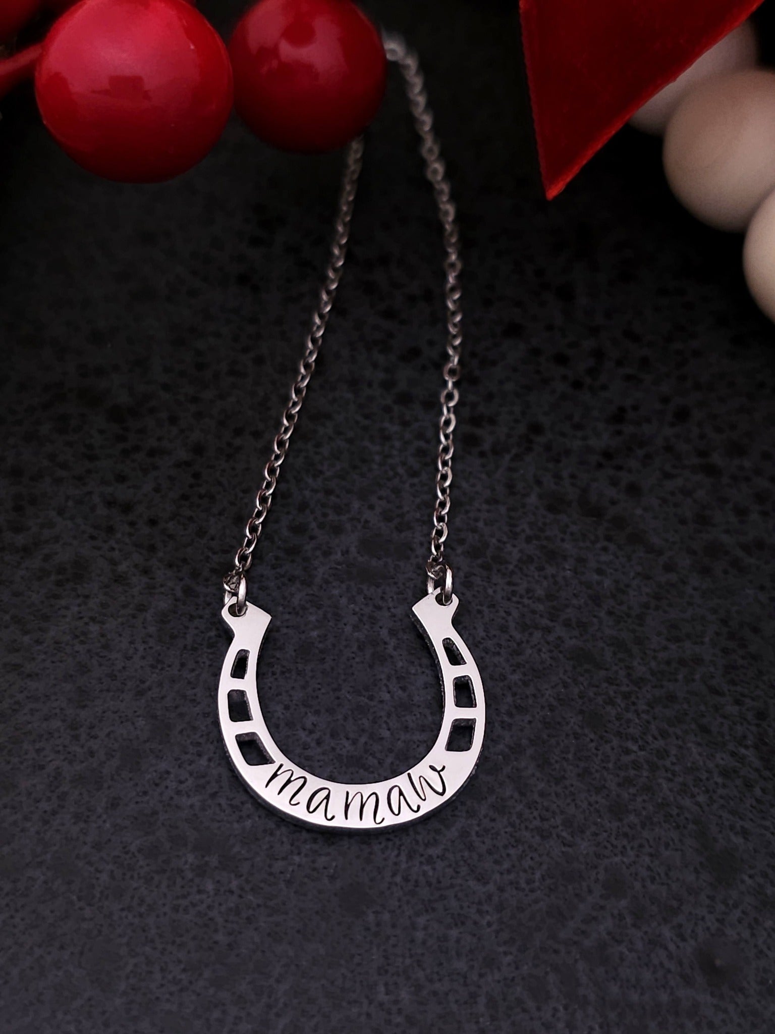 Personalized Stainless Steel Horseshoe Name Necklace