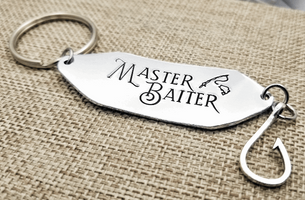 Master Baiter, Fisherman Gift, Fisherman Husband, Funny Gift, Pun Gift,  Husband Gift, Dad Fishermen Gift, Hand stamped Men's Gift, Father's Day Gift, Gift for Him