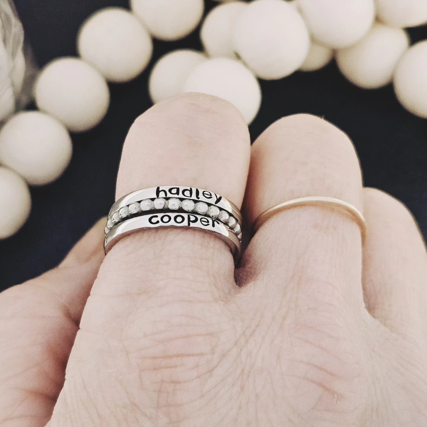 Tiny Stacking Name Rings, Custom Hand Stamped Rings, Personalized Gift, Eternity rings