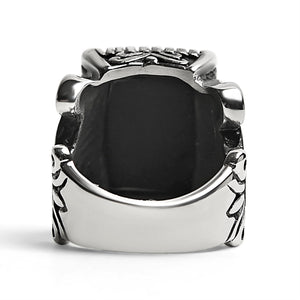 Black Stone Beauty Ring, Fleur De Lis Ring, Onyx Stone Ring, Limited Edition