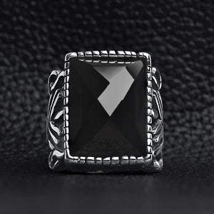 Black Stone Beauty Ring, Fleur De Lis Ring, Onyx Stone Ring, Limited Edition