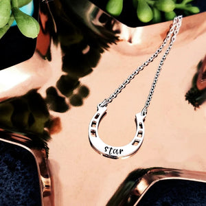 Personalized Stainless Steel Horseshoe Name Necklace