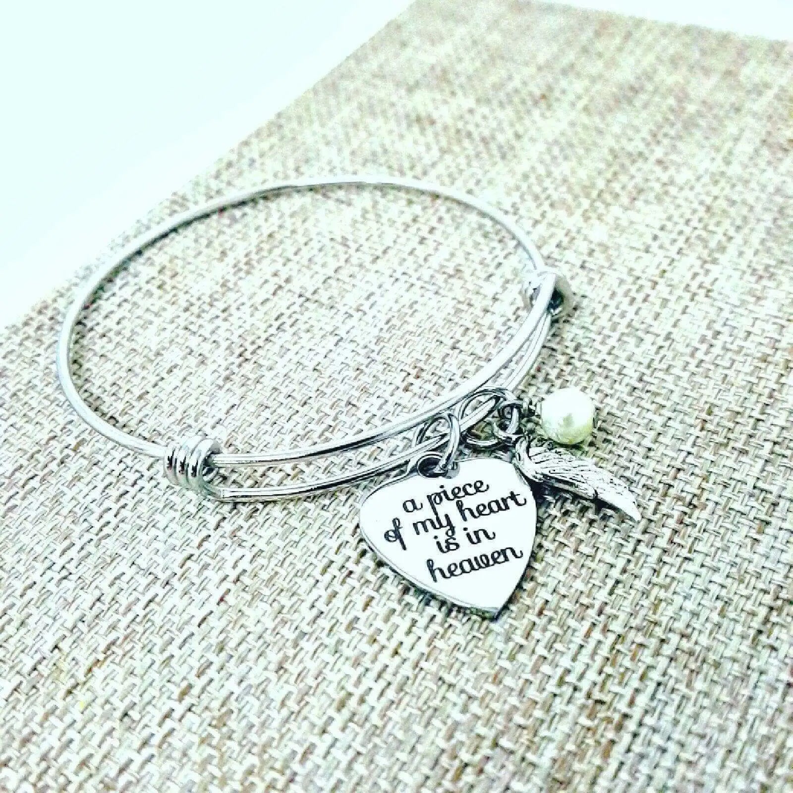 A Piece of my Heart is in Heaven, Bangle bracelet, Pregnancy and Infant Loss, Memorial Jewelry, Bracelets, HandmadeLoveStories, HandmadeLoveStories , [Handmade_Love_Stories], [Hand_Stamped_Jewelry], [Etsy_Stamped_Jewelry], [Etsy_Jewelry]